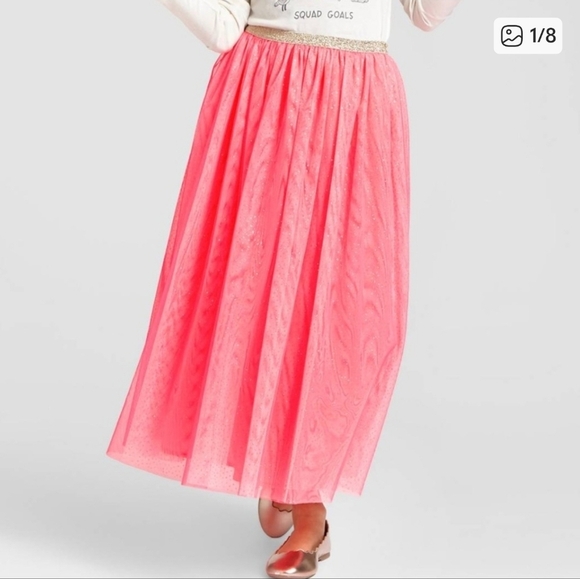 Cat & Jack Other - Chic Coral Tulle Midi Skirt - Girls 7/8